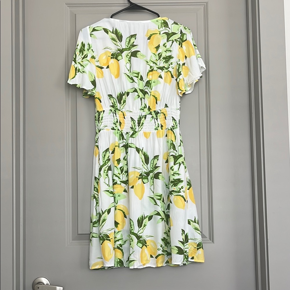 Loft Lemon Print Short Sleeve Summer Dress with Pockets - Picture 6 of 6